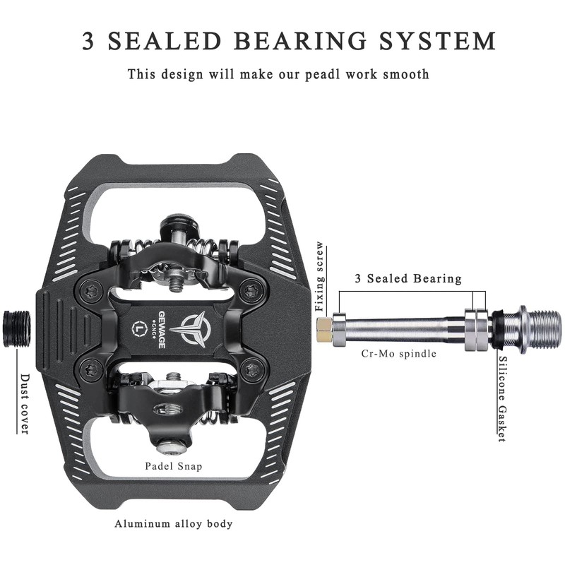 Mountain Bike Pedals - Dual Function Flat and Clipless Pedal