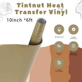 Tintnut Sand HTV Vinyl - 10 inches x 6ft Heat Transfer Vinyl Nude Vinyl Bundle Brown HTV Iron On Vinyl for T-Shirts DIY Compatible with Cricut Or Silhoutte Cameo