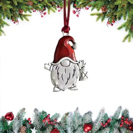 Christmas Gnome Ornaments Decoration, 2024 Solid Pewter Christmas Tree Hanging Ornament Handcrafted Metal for Christmas Trees Home Party Party Gifts (Santa Gnome)