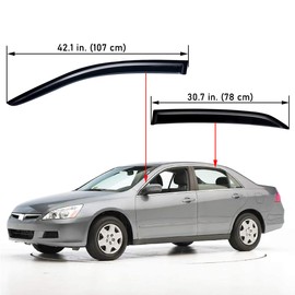 Lightronic Extra Durable Outside-Mount Auto Vent Window Visor, Fits 2003-2007 Honda Accord (Sedan), UV Protection Rain Guard, Original Wind Deflector, No-Drill Easy Install, Dark Smoke, 4-Pcs
