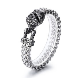 Klapgo Gothic Stainless Steel Retro Eagle Bracelet for Men and Women,Punk Rock Animal Link Chain Bracelet,Spring Clasp