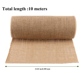 MAHIONG 30cm x 10m Hessian Table Runner, Hessian Roll Burlap Fabric, Jute Fabric Roll for Crafting Wedding Party Table Decoration