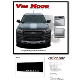 Original Vim Hood : Compatible with 2019-2023 Ford Ranger Hood Stripes Vinyl Graphics Decals (Fits as Shown) (13WP Hot Rod Red – Dry Install)