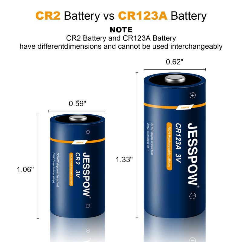 JESSPOW CR2 Lithium Battery, PTC Protected High Performance, CR2 3V