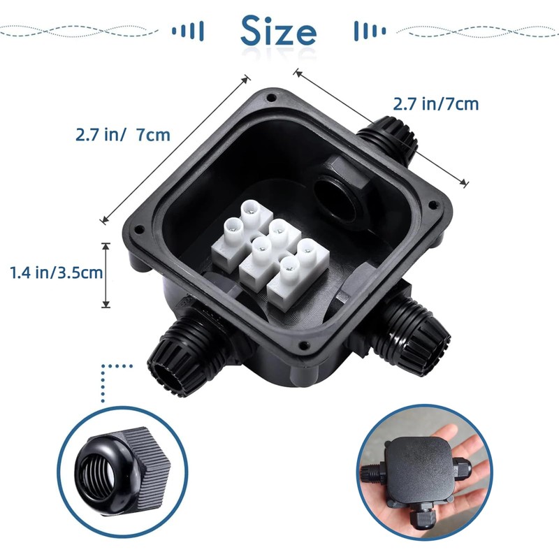 GWHOLE 4Pcs Waterproof IP66 Outdoor Electric Junction Project Box, 3-Way