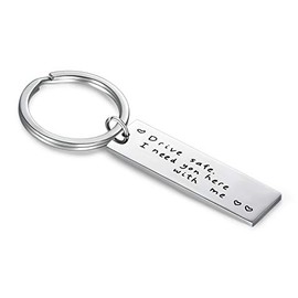 CERSLIMO Drive Safe I Need You Here With Me Keychain Gift for Men Boyfriend Girlfriend Birthday Anniversary Valentines Day Gifts for Husband Wife Couples