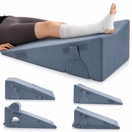 Ganondorf Adjustable Leg Elevation Pillow, Orthopedic Bed Wedge Set for Sleeping, Reading & Sitting Up, High Density Foam Post Surgery Leg Support for Knee, Back & Acid Reflux Relief, Single Leg Gray