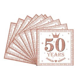 20pcs Rose Gold Happy 50th Birthday Napkins,50th Birthday Serviettes for Women,50th Napkins Serviettes for 50th Birthdays Table Decorations,Birthday Party Tissue for Her 50th Birthdays Decorations