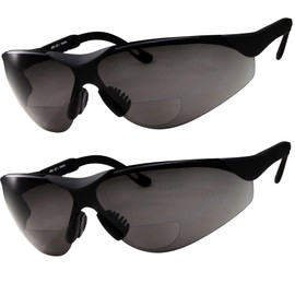 grinderPUNCH 2 Pairs Bifocal Safety Sunglasses Black Lens with Reading Corner - Fully Adjustable Arms Diopter/+2.50