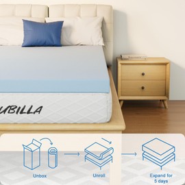 Twin Mattress Topper,3 Inch Twin Size Memory Foam Mattress Topper,Cooling Gel Soft Mattress Relieves Back Pain,CertiPUR-US Certified,Light Blue