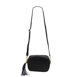 SH Leder Chiara G209 Real Leather Shoulder Bag Medium Small Evening Bag Clutch Crossbody Bag Messenger Handbag with Zip 21 x 15 cm, black