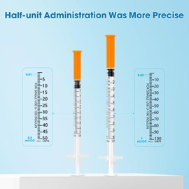 1ml 30G 5/16 Inch 8mm Syringe, U-100 Lab Syringes Individually Wrapped,Pack of 100