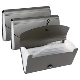 IGNPION 13 Pockets Accordion File Folder, 3pcs Office,Home, School Receipt Organiser- File Pockets Folder Mini Expanding File Bills Document Wallet for Coupons/Vouchers/Papers - Size (Grey)