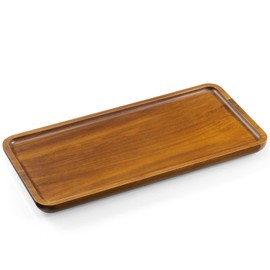 GCWSTJK Small Acacia Wood Serving Tray – 12 Inch Rectangular Wooden Decorative Tray for Food, Appetizers, Snacks, Desserts, Coffee Table, Bathroom, Entryway, Vanity, Home Decor Organizer