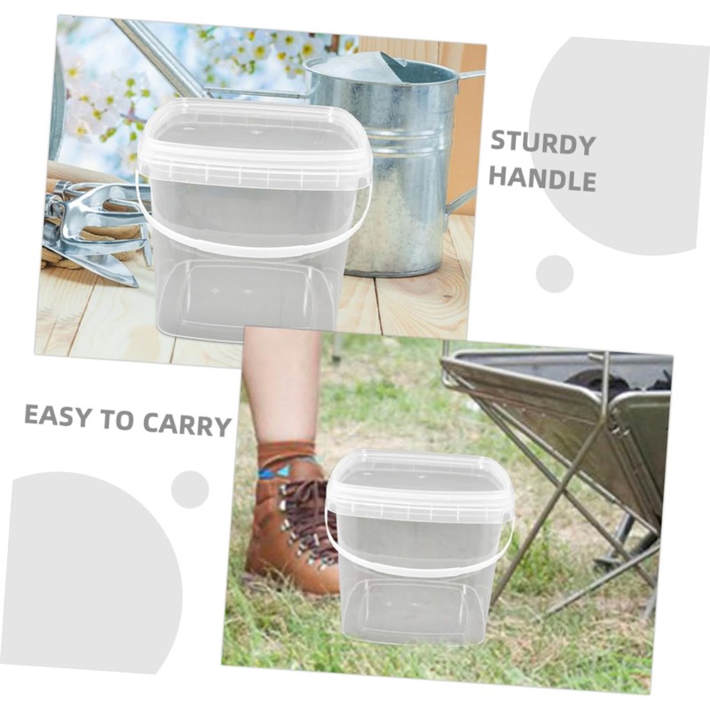 Levemolo Plastic Square Bucket Food Storage Container Handle Food Grade