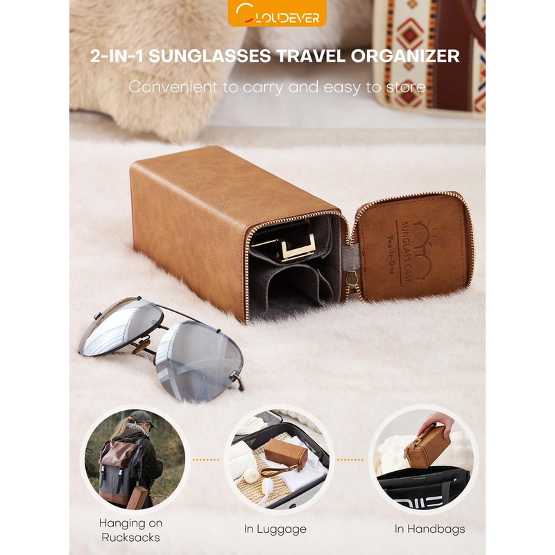 cloudever Sunglasses Travel Case Organizer Hangable for Men Women, Eyeglasses