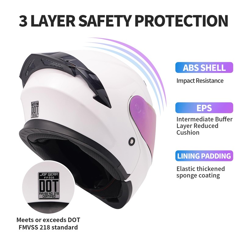 JQF Gear Modular Motorcycle Helmet Dual Visor Flip Up Full