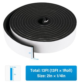 Foam Insulation Tape, Weather Stripping Door Seal Strip for Doors and Windows,Sliding Door,Sound Proof Soundproofing Door Seal,Weatherstrip,Air Conditioning Seal Strip (2In x 1/4In x 13Ft)
