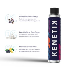 KENETIK Clean Energy Drink Mix, Sugar Free & Caffeine Free, Mental Focus, High Performance D-BHB, Strawberry Peach 3 Pack (12 Servings)