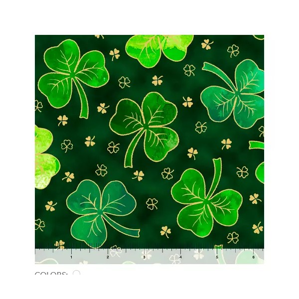 Quilting Treasures NEW! ST PATRICK'S DAY CLOVERS ON GREEN ST