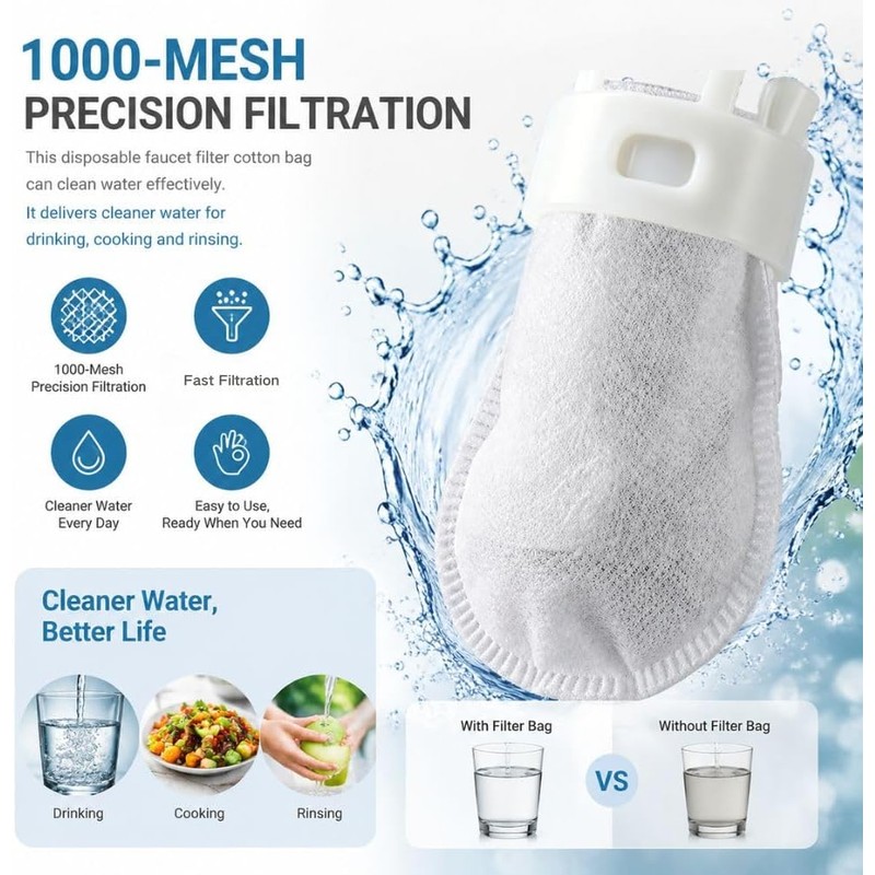 Faucet Filter Cotton Bag, High Density Universal Faucet Filter Bag,