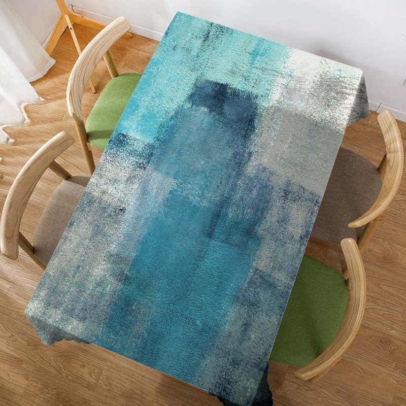 Walmsco Tablecloth Blue Gray Painting Decor For Dining Room Kitchen