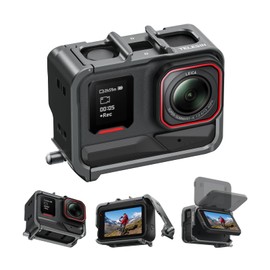 TELESIN Aluminum Alloy Cage for Insta 360 Ace Pro 2 / Ace Pro / Ace / Ace / Portrait & Landscape Shooting Protective Frame Connectable Tripod Selfie Stick Microphone and More Insta 360 Ace Pro 2 / Ace