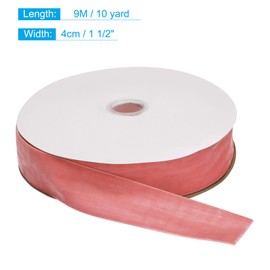 MECCANIXITY Velvet Ribbon 1 1/2 Inch x 10 Yard Single Face Spool Silky Velvet Fabric for Bouquets DIY Crafts Gift Wrapping Wedding Party Deep Pink