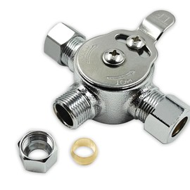 Mechanical Faucet Mixer Valve，Hot Cold Water Mixing Valve kit, 3/8" Inlets and Outlet Thermostatic mixing valve, by Compression Connection on Sink to Adjust Water Tempture，for kitchens/Bathrooms etc