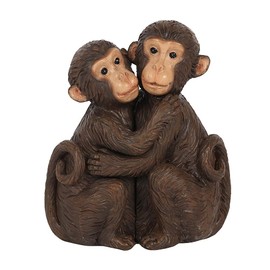 Something Different Charming Brown Monkey Hug Couple Ornament - 11cm x 10cm (1 Pc.) - Showcase Love & Embrace Design for Weddings, Anniversaries & Valentine's Day