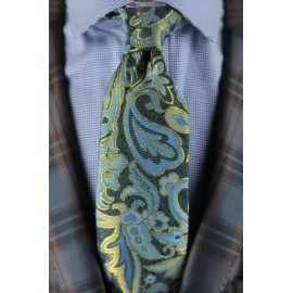 Lord R Colton Masterworks Tie - Bombay Blue Gold Floral Silk Necktie - New