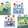 LALELU-Prints Set of 4 Children's Room Pictures, Cute Vehicles, Just
