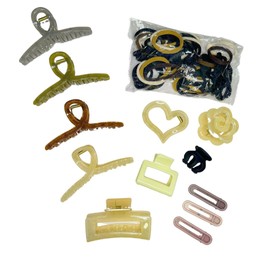 62PCS Hair Claw Clips, Jelly Rectangular Flower Claw Clips for Thick Thin Hair High Ponytails clip, Non-Slip Hair Accessories with Multi-Styles, Elastic Hair Ties Square claw Clips