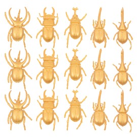 Totority 15pcs Golden Beetle Model Toys Fake Plastic Beetle Lifelike Insects Joke Toys Prank Scary Trick Funny Prank Joking Toy