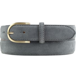 BELTINGER Women's Suede Belt 3.0 cm | Suede Leather Belt for Women 30 mm | Suede Belt with Round Gold Belt Buckle, Dark grey, gold