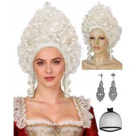 TIKJOYS Platinum Baroque Wig Renaissance Wig Curly Colonial Wigs