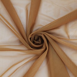 Power Mesh Fabric Superfine 4-Way Stretch Net Fabric Nylon Spandex Sheer Mesh, 1 Yards Long 60" Wide (Dark Nude)