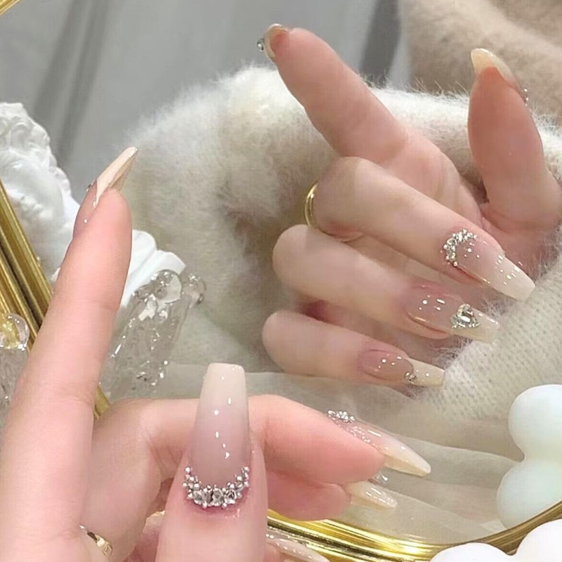 24 Pcs Long False Nail Tips 3D Polished Nail Finger