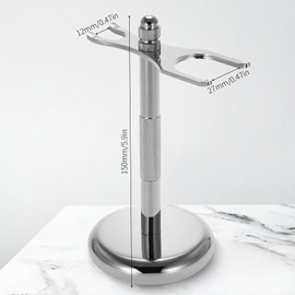 UOSIWYA Safety Razor Stand, Razor Stand Holder for Shaving Brush and Razor Shaving Brush Holder with Non-Slip Base Shaving Holder (Silver)