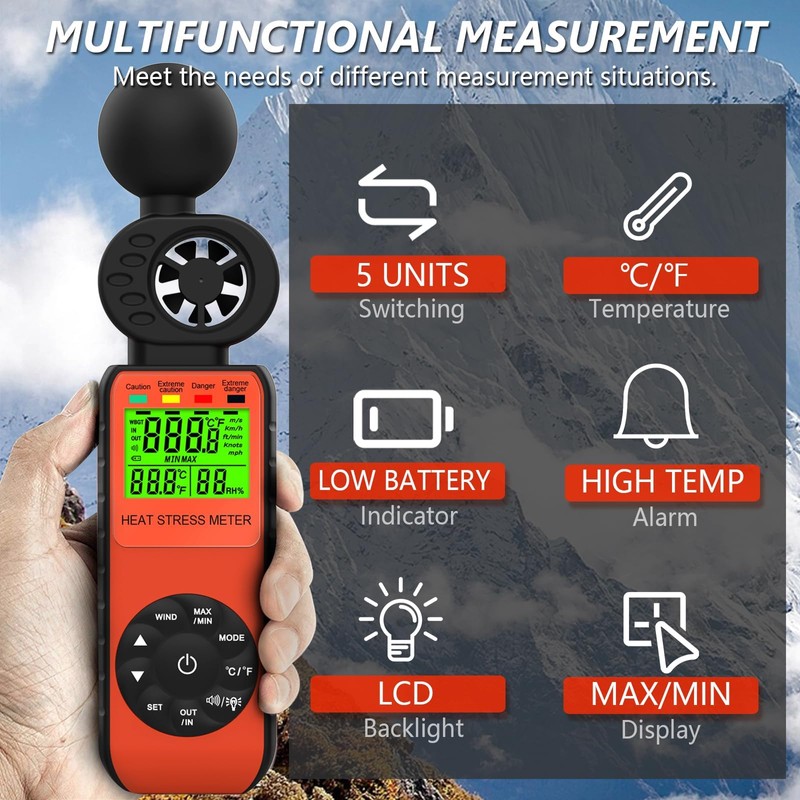 Wind Meter Wind Meter WBGT 881W Heat Stress Meter with
