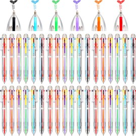 Handepo 60 Pcs 6 in 1 Multicolor Ballpoint Pen Bulk 0.5 mm 6 Color Retractable Ballpoint Pen Pack Colorful Ink Pen Supplies Party Favors Rainbow Pen for Office School Teacher Gift Carnival Reward