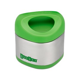 Yumbox Cubi Triple Insulated Stainless Steel Thermal Jar for Hot & Cold Lunches, Kids Size, Easy Open and Carry Handle, Unique Rounded Square Jar and Non-Slip design (Apple Green)