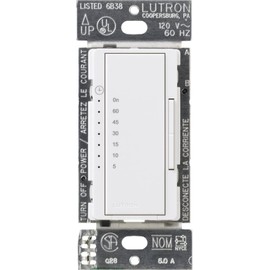 Lutron Maestro Countdown Timer Switch for Fans and Lights, Timer Switch for Lights, 3A/150-Watt LED Bulbs, Single-Pole/Multi-Location, MA-T51MN-WH, White