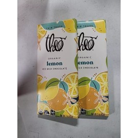 Theo 2x Theo Chocolate Lemon Organic Milk Chocolate Bar 45% Cacao  | Fair Trade