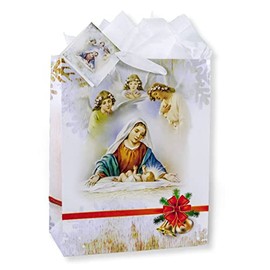 Nativity Scene with Angels Small Gift Bags, 3.75"x5"x2", 10-Count Value Pack
