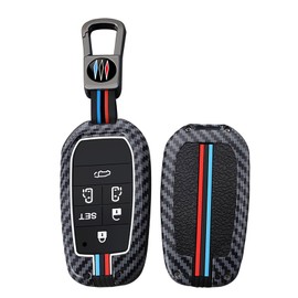 ontto Car Key Cover fit for Toyota Corolla Cross Prius Yaris Mirai Hilux Venza Sienna Tundra Highlander Carbon Fiber Metal Key Fob Holder Case Keychain Keyring Shell Accessories 6 buttons Red Blue