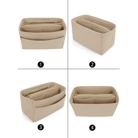 LEXSION Purse Tote Diaper Bag Organizer Lightweight Felt Insert Bag in Bag with Zipper Inner Pocket For Neverful Speedy 8037 Beige XL