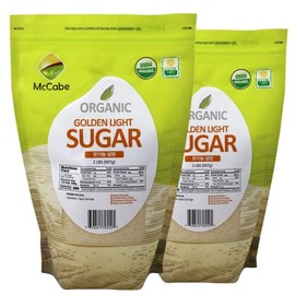 McCabe Organic Golden Light Sugar - Rich with Fiber & Minerals | USDA and CCOF Certified | Packed in USA | 2Lbs