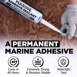 10 oz Marine Adhesive Sealant 5200 Fast Cure (Black) - Permanent, Watertight Bonding and Sealing - UV Resistant, Above & Below Waterline - Compare to 05203 and 06520 FC M - by Berkland