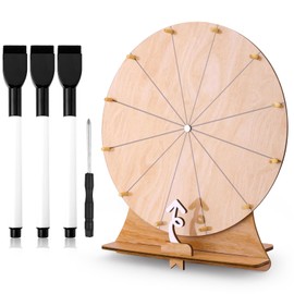 11.8" Prize Wheel, 12 Slots Tabletop Game Spinning Wheel Wood Wheel of Fortune Game with Stand Roulette Raffle Spin Wheel for Spinning Game Carnival Tradeshow Holiday Activities